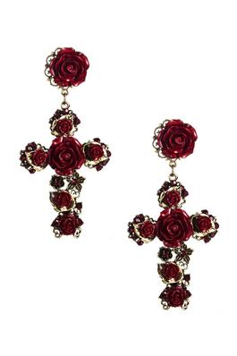 Rose Flower Cross Earrings E3086