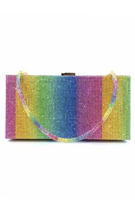 Multicolor Rectangle Rhinestone Bag HB1555