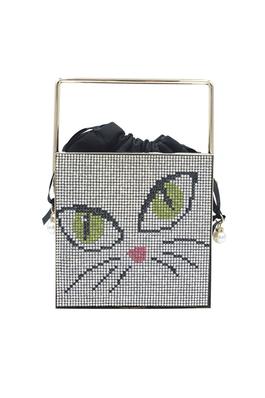 Kitty Cat Square Rhinestone Evening Bag HB1413