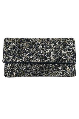 SEQUINS BEADED BLACK/GOLD Clutch LAC-SS-760