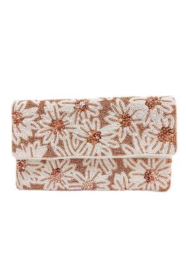 Flowers Bronze Beaded Clutch LAC-SS-583