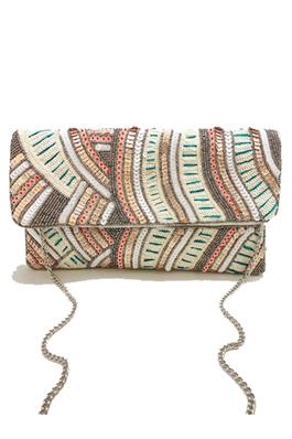 Curvy Line Patterned Beaded Clutch LAC-SS-526