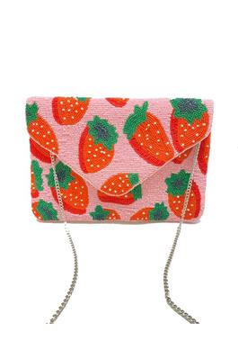 Strawberry Pattern Beaded Clutch Bag LAC-SS-467
