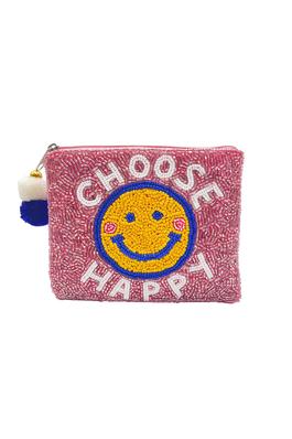 CHOOSE HAPPY Beaded Coin Purse LAC-CP-1164