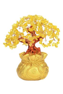 Yellow Quartz Stone Treasure Tree Ornaments W1754