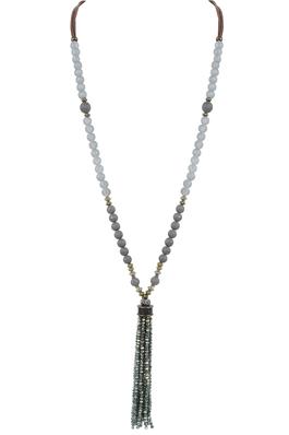 Fashion Women Crystal Beads Tassel Long Necklace