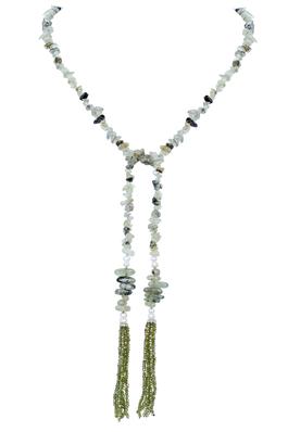 Fashion Stone Gravel Beads Tassel Pendant Necklace