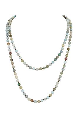 Stone Round Beaded Long Necklace N2740-1