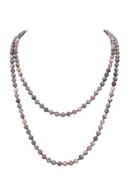 Stone Round Beaded Long Necklace