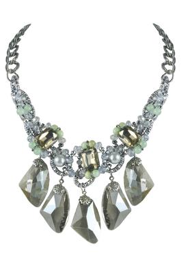 Women Fashion Grey Large Crystal Beads Necklace