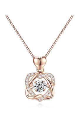 Smart Heart Rhinestone Silver Chain Necklace N4192