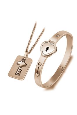 Key & Lock Stainless Steel Necklace Bracelet N4053
