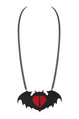 Bat Heart Acrylic Chain Necklace N3913