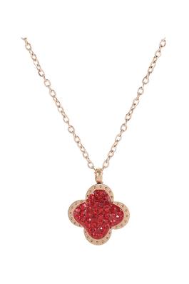 Clover Rhinestone Stainless Steel Necklace N4033