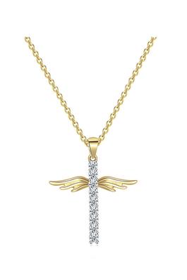 Cross Wings Zircon Copper Necklace N3932