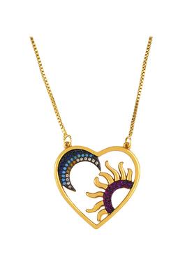 Heart Zircon Copper Chain Necklace N391