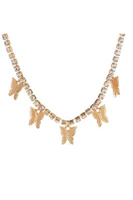 Rhinestone Butterflies Chain Necklace N3841