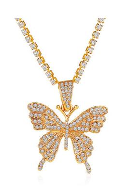 Rhinestone Butterfly Chain Necklace N3840-L