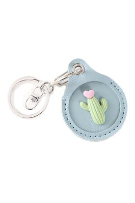 Cactus Pu Leather Airtag Cover Keychain K1314