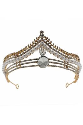 Pearl Rhinestone Crown Headband L4346