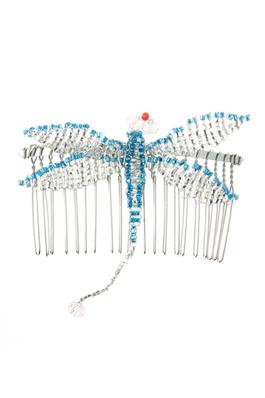 Dragonfly Seed Bead Hair Comb L4602