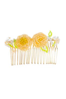 Floral Seed Bead Hair Comb L4604