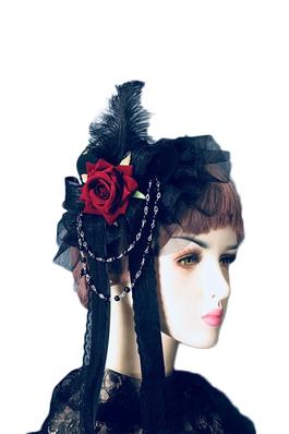 Black Feather Hat Hairpin L2601