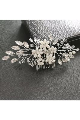 Floral Pearl Crystal Hair Comb L3234