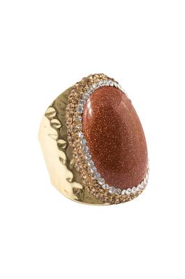Gold Sand Stone Metal Rings R1531