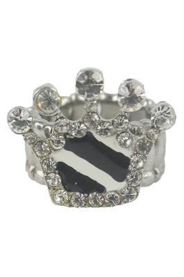 Woman Stretch Shiny Crystal Sliver Crown Ring 