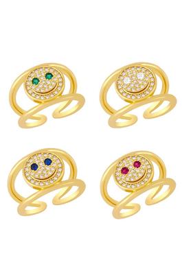 Smile Face Cubic Zirconia Rings R2428