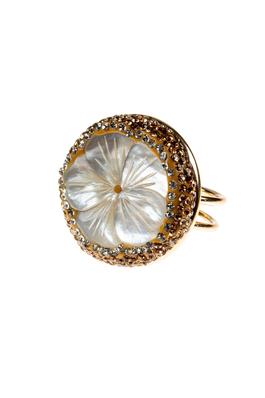 Floral Freshwater Pearl Alloy Rings R2089
