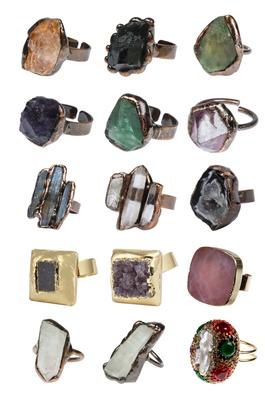 12PCS Natural Stone Rings R0050-Sample-Pack