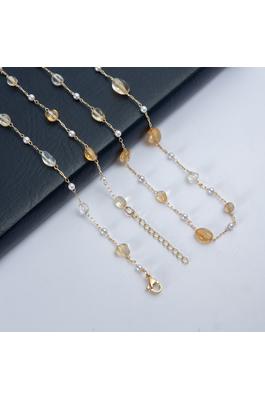 Natutal Stone Pearl Chain Necklace N4377-78CM