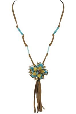 Fashion Women Turquoise Crystal Flower Necklace