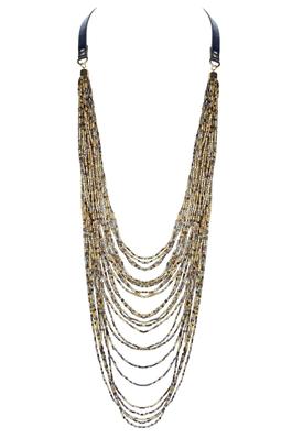 Fashion Women Strand Beads Tassel Long Necklace