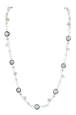 Freshwater Pearl Clear Quartz Bead Necklace 