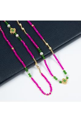 Chinese Style Bead Fushia Crystal Bead Necklace