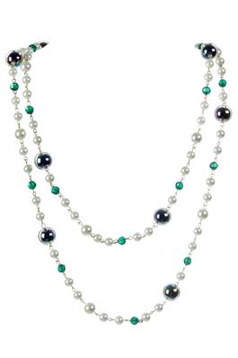 Multi Glass Pearl Beads Chain Necklace N5330