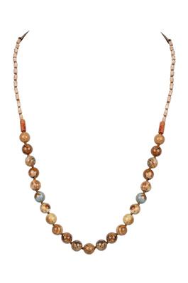 Round Stone Beads Statement Leather Necklace N3149
