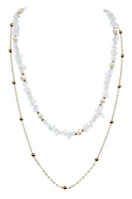 Irregular Natural Stone Pearl Chains Necklace Set 
