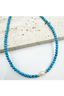 3MM Natural Stone Pearl Bead Necklace N5290