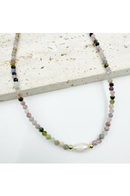 3MM Natural Stone Bead Pearl Necklace N5292
