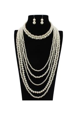 Multilayer Pearl Bead Necklace Set N5256