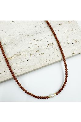 3MM Natural Stone Pearl Bead Necklace N5290
