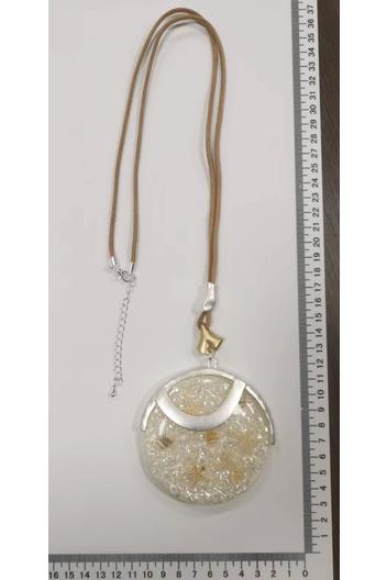 Disc Pendant Leather Necklace N4834