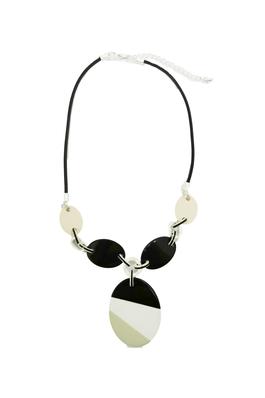 Geometry Oval Acrylic Leather Necklace N4810