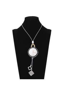 Clock Pendant Leather Necklace N4708