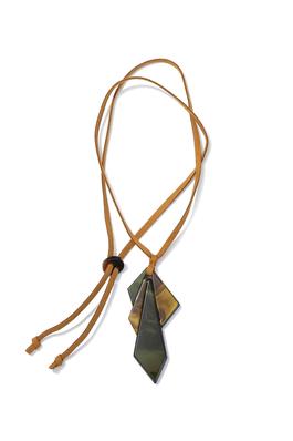 Rhombus Acrylic Pendant Leather Necklace N4675