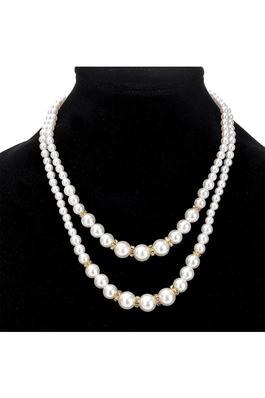 Pearl Rhinestone Double Layer Necklace N4629